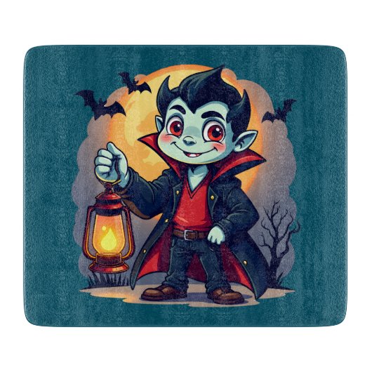 Niedlich Vampire mit Lantern Kawaii Halloween Schneidebrett (Vorderseite)