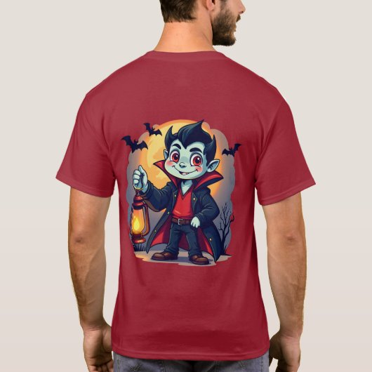 Niedlich Vampire mit Lantern Kawaii Halloween T-Shirt (Rückseite)