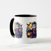 Niedlich Vampire mit Lantern Kawaii Halloween Tasse (Vorderseite Links)