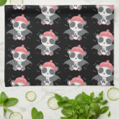 Niedlich Vampire Panda Bats Ghost Black Halloween Geschirrtuch (Gefaltet)