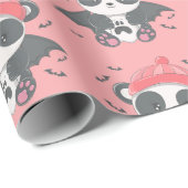 Niedlich Vampire Panda Bats Ghost Pink Halloween Geschenkpapier (Rolleneckpunkt)