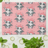 Niedlich Vampire Panda Bats Ghost Pink Halloween Geschirrtuch (Gefaltet)