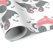 Niedlich Vampire Panda Bats Ghost White Halloween Geschenkpapier (Rolleneckpunkt)