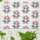 Niedlich Vampire Panda Bats Ghost White Halloween Geschirrtuch (Gefaltet)