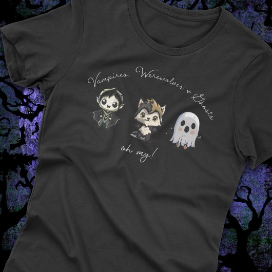 Niedlich Vampire, Werwolf und Ghost Halloween T-Shirt