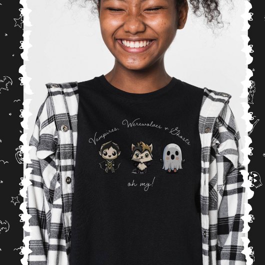 Niedlich Vampire, Werwolf und Ghost Halloween T-Shirt
