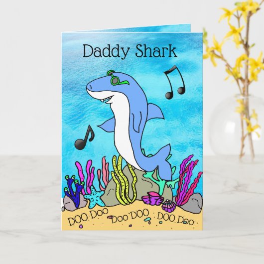 Niedlich Vatertag Daddy Shark Karte (Gelbe Blume)