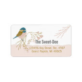Niedlich Vector Pink Gold Chickadee Bird Herz Adressaufkleber (Vorne)