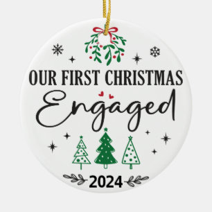 Niedlich   VERLOBT   Unser erstes Weihnachten Keramik Ornament