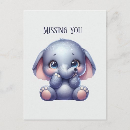 Niedlich Vermisst Elefant Postkarte (Vorderseite)