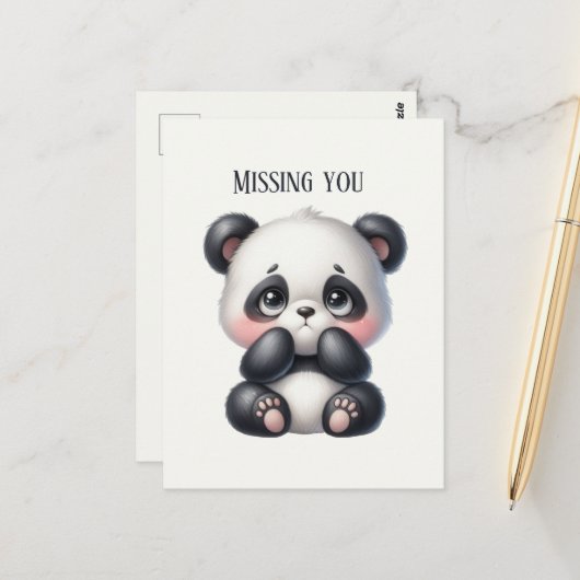 Niedlich Vermisst, Panda Postkarte (Vorderseite/Rückseite Beispiel)