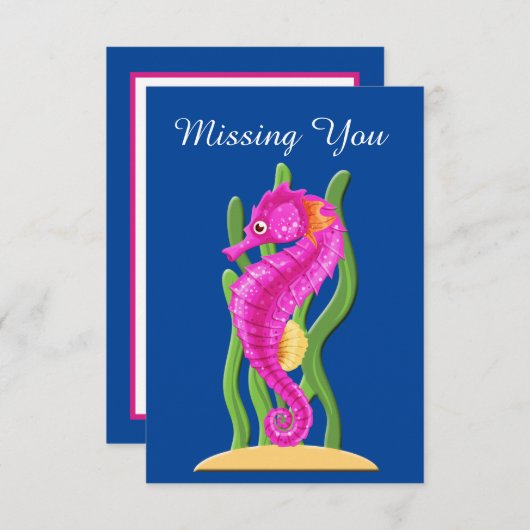 Niedlich vermisstes Seepferd Note Card Mitteilungskarte (Vorne/Hinten)