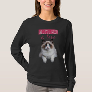 Niedlich versteckte Kitten Liebe Nachricht Katzenm T-Shirt