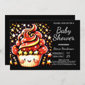 Niedlich verzauberte Babydusche mit Muffin Einladung (Vorne/Hinten)