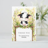 Niedlich verzauberte Kuh Geburtstag Dankeskarte (Stehend Vorderseite)
