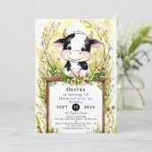 Niedlich verzauberte Kuh Geburtstag Einladung (Stehend Vorderseite)