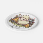Niedlich verzauberte Schafspuffel Pappteller (Schrägansicht)