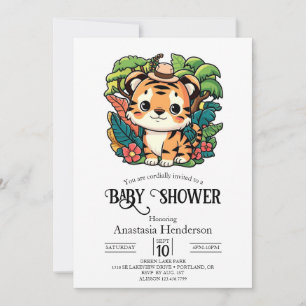 Niedlich verzauberte Tiger Digital Baby Dusche Einladung