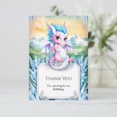 Niedlich verzauberter Eisdrache Geburtstag Dankeskarte (Stehend Vorderseite)