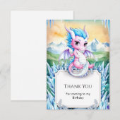 Niedlich verzauberter Eisdrache Geburtstag Dankeskarte (Vorne/Hinten)