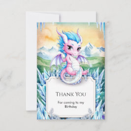 Niedlich verzauberter Eisdrache Geburtstag Dankeskarte