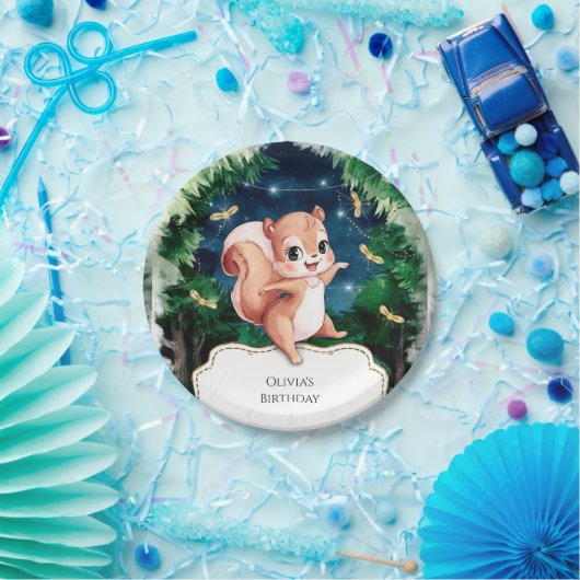 Niedlich verzaubertes Eichhörnchen Geburtstag Pappteller (Party)