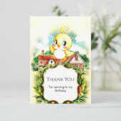 Niedlich verzaubertes Hühnchen zum Geburtstag Dankeskarte (Stehend Vorderseite)
