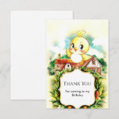 Niedlich verzaubertes Hühnchen zum Geburtstag Dankeskarte (Vorne/Hinten)