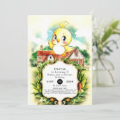Niedlich verzaubertes Hühnchen zum Geburtstag Einladung (Stehend Vorderseite)