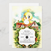 Niedlich verzaubertes Hühnchen zum Geburtstag Einladung (Vorne/Hinten)