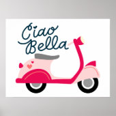 Niedlich Vespa Scooter Ciao Bella Poster (Vorne)