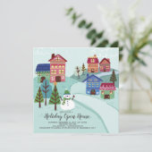 Niedlich Village Holiday Open House Einladung (Stehend Vorderseite)