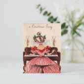 Niedlich Vintag Ein Weihnachtslied auf dem Piano Postkarte (Stehend Vorderseite)