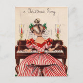 Niedlich Vintag Ein Weihnachtslied auf dem Piano Postkarte (Vorderseite)
