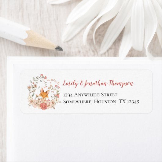 Niedlich Vintag Fox Florals Rücksendeadresse (Insitu)