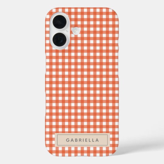 Niedlich Vintag Orange Gingham Kariert Personalisi Case-Mate iPhone Hülle (Rückseite)