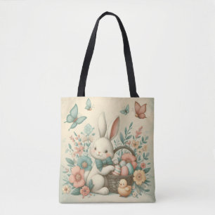 Niedlich, Vintag Osterhasen und Küken Tasche
