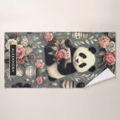 Niedlich Vintag Panda Floral Badehandtuch (Badehandtuch)