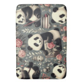 Niedlich Vintag Panda Floral Badematte (Vorderseite Vertikal)