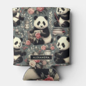 Niedlich Vintag Panda Floral Dosenkühler (Rückseite)