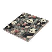 Niedlich Vintag Panda Floral Fliese (Seite)