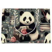 Niedlich Vintag Panda Floral Große Geschenktüte (Vorderseite)