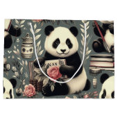 Niedlich Vintag Panda Floral Große Geschenktüte (Rückseite)