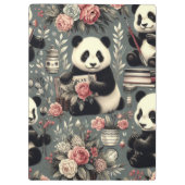 Niedlich Vintag Panda Floral Klemmbrett (Rückseite)