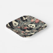 Niedlich Vintag Panda Floral Pappteller (Gewinkelt)