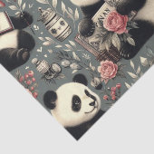 Niedlich Vintag Panda Floral Seidenpapier (Ausschnitt)