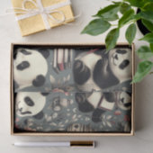 Niedlich Vintag Panda Floral Seidenpapier (Geschenk)