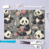 Niedlich Vintag Panda Floral Seidenpapier (Handwerk)