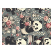 Niedlich Vintag Panda Floral Tischdecke (Vorderseite (Horizontal))