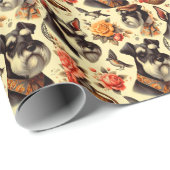 Niedlich Vintag Schnauzer Geschenkpapier (Rolleneckpunkt)